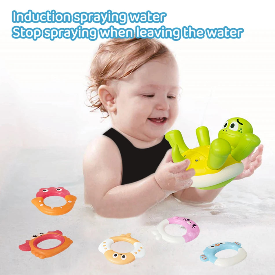 Electric Turtle Cute Swimming Turtle Water Spray Turtle Toys Bathroom Bath Toys Parent-Child Interactive for Kids Water Playing