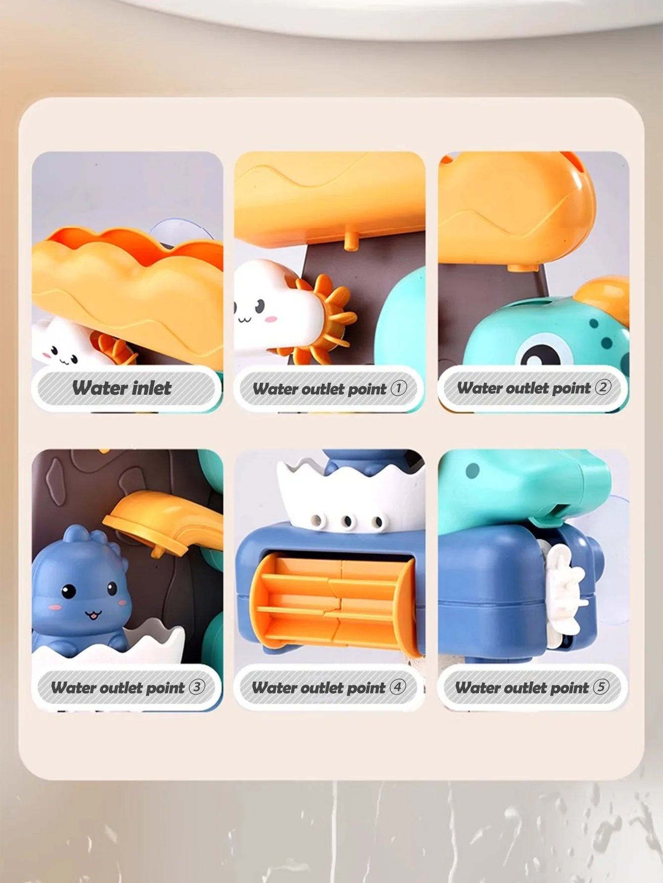 Baby Bath Toys Spray Toy for Kids Cartoon Dinosaur Suction Cup Dinosaur Bath Toys for Toddlers Animal Sprinkler Waterwheel Water