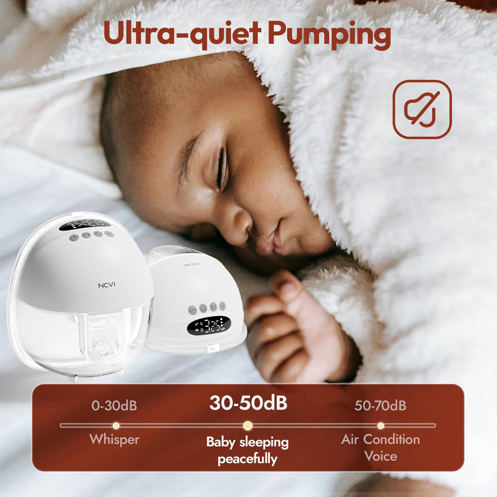 NCVI Electric Breast Pump, Hands-Free Breastfeeding Pump with 4 Modes & 9 Levels, Low Noise, 19/21/24mm Flanges