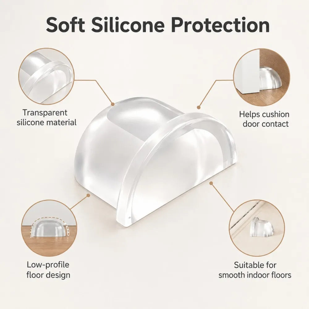 1-8pcs Transparent Silicone Door Stopper Self Adhesive Wall Protector Rubber Bumper Pad For Door Handle Cabinet Corner Furniture