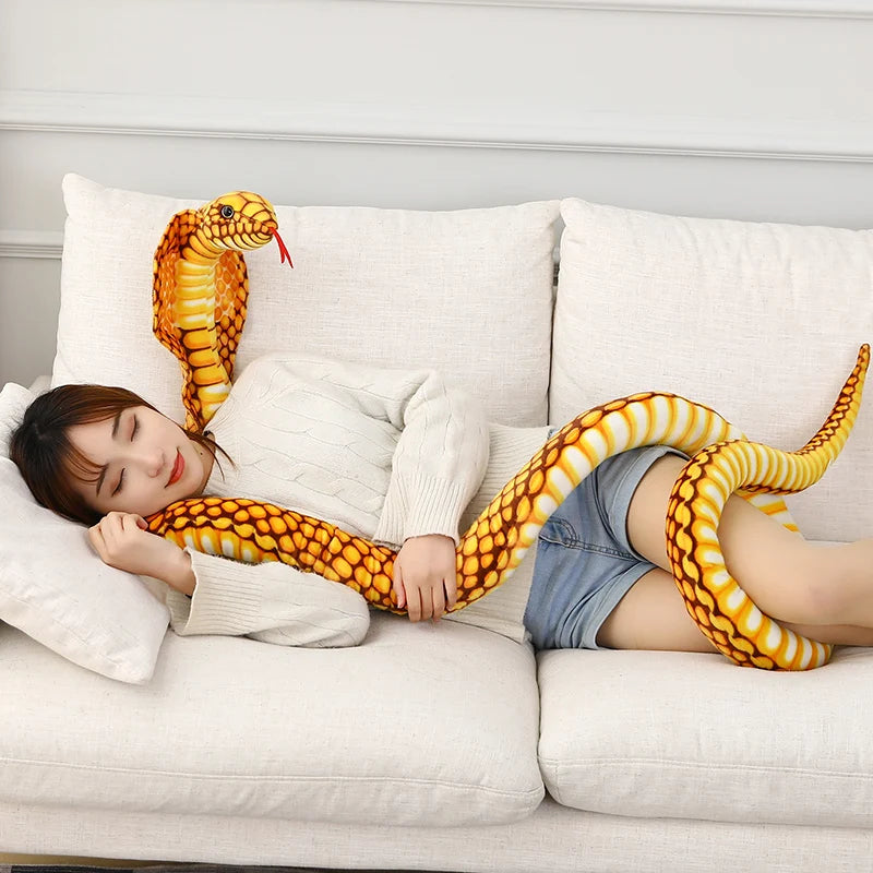 1pc 80/170/240cm Simulated Colorful Cobra Plush Toy Stuffed Animals Snakes Plushies Doll Funny Spoof Joke Soft Toys Home Decor