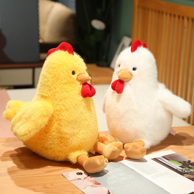 Hot Fluffy Chicken Plush Toys Cute Farmyard Animal White Yellow Chicken Plushies Funny Wet Chick Dolls Girl Boy Gift Home Decor