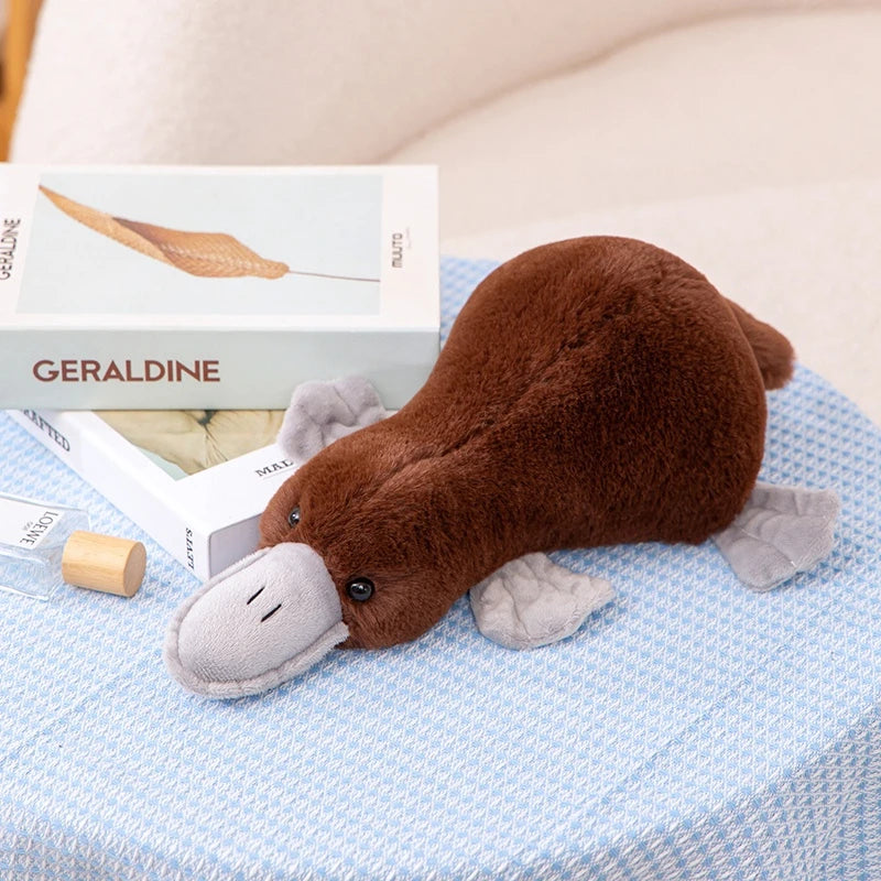Simulation Cute Platypus Plushie Stuffed Animal Plush Doll Pillow Toy Super Soft Grey Lying Plush Toy High Quality Kid Toy Gfit