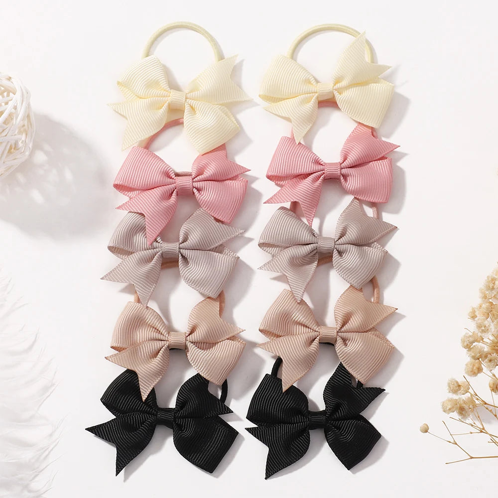 Bowknot Hairband For Girls 2.6 Inch Elastic Satin Headband 10 Pcs Lot Bulk Pack