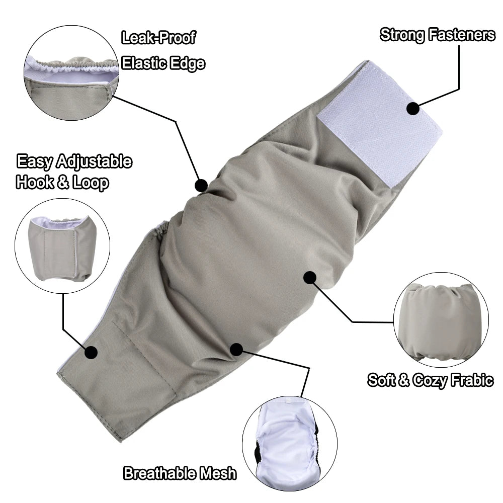 3pcs Dog Diapers Male Reusable Physiological Pants for Small Medium Dogs Anti-Side Breathable Puppy Cloth Nappies Pet Shorts