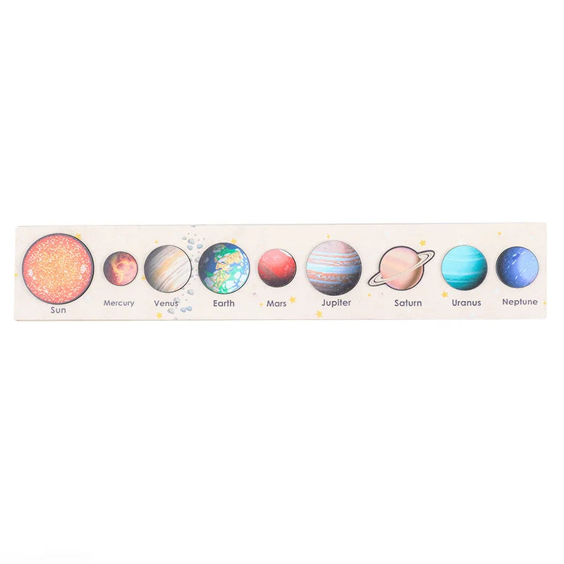 Wooden Eight Planets Puzzle Educational Solar System Toy For Children Ages Three And Up Safe Eco Friendly Wood