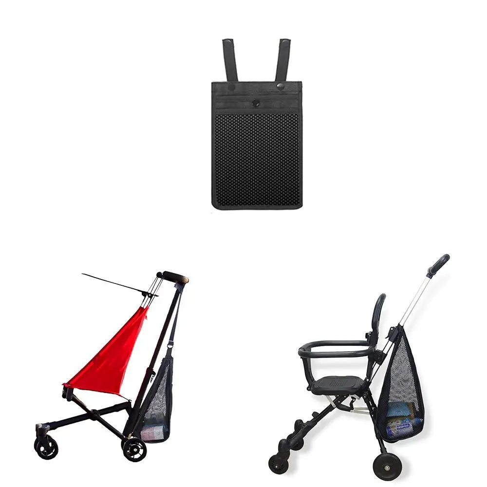 Mesh Baby Stroller Net Pocket Large Capacity Solid Color Baby Pram Organizer Pram Buggy Triangle Bag Hanging Carriage Bag