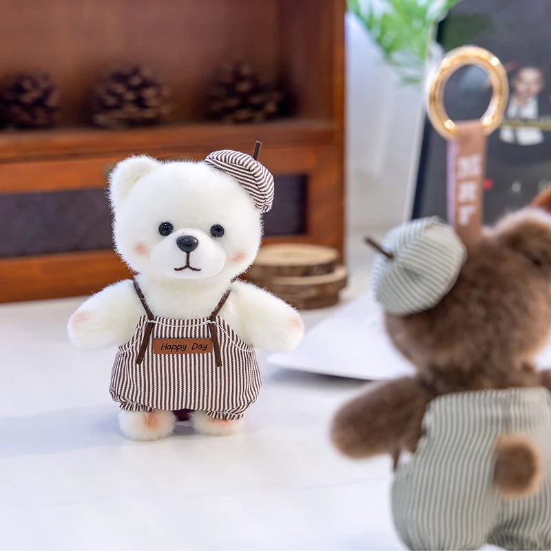 10cm New Kawaii Little Bears Pendant Plush Toy Stuffed Soft Animal Cartoon Bear Backpack School Bag Keychain Decor for Kids Gift