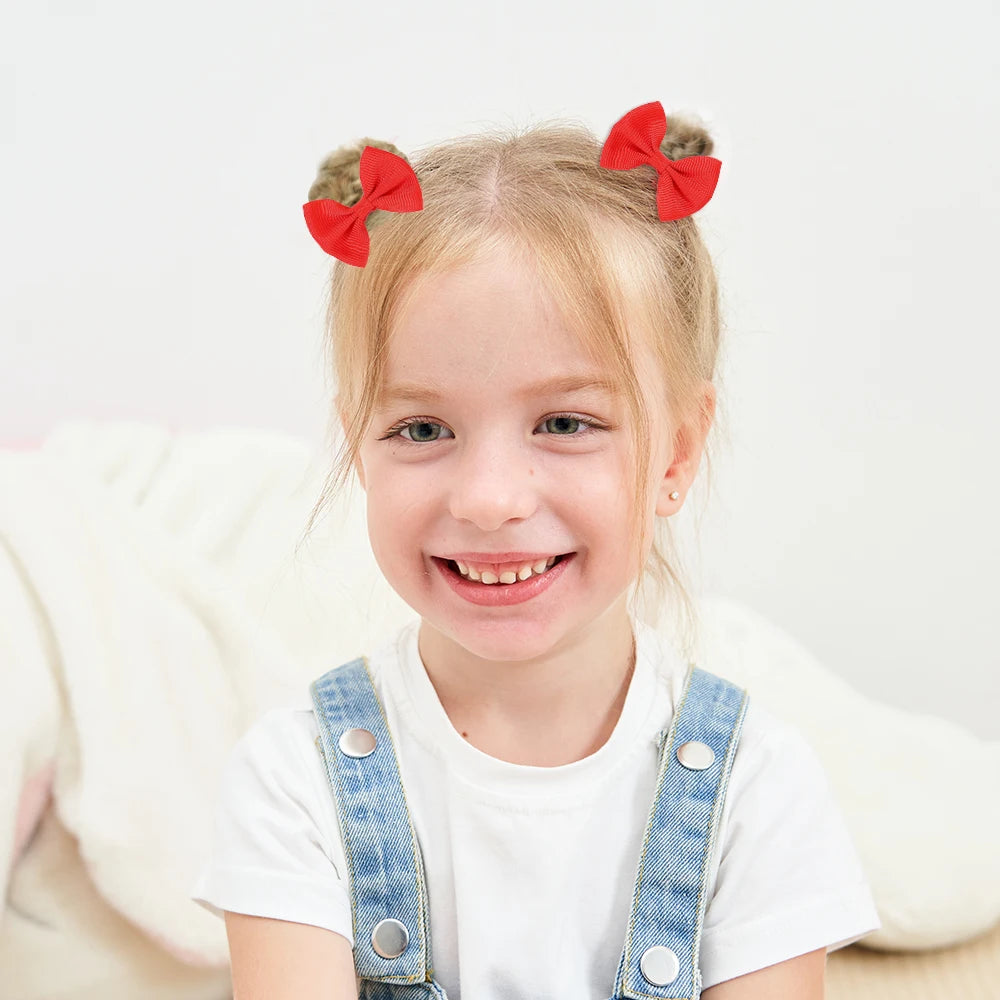 20/40Pcs/lot Hair Ribbons Head Bows Tie for Girls Elastic Solid Bowknot Rubber Hairband Kids Headwear Wholesale