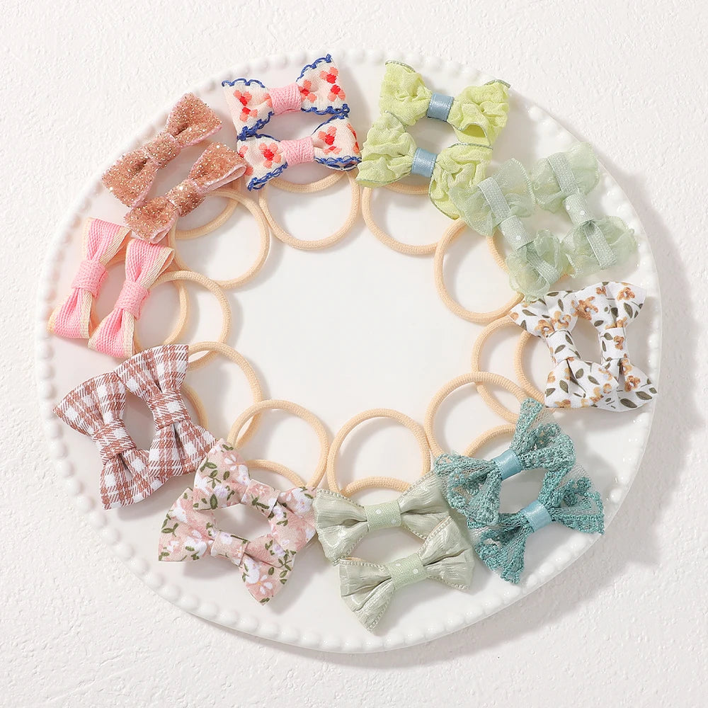 20Pcs Elastic Hair Bands for Girls Baby Scrunchies Bows Kids Hair Accessories Ties for Children