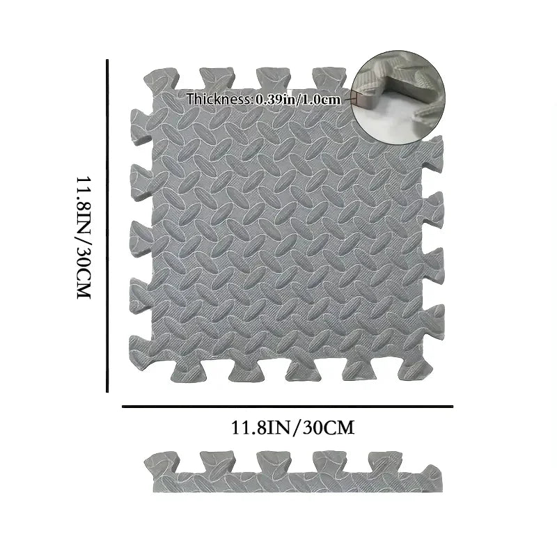 Interlocking Baby Play Mat 1cm Thick EVA Foam 30x30cm Tile Leaf Grain Design, 6 Or 12 Pack