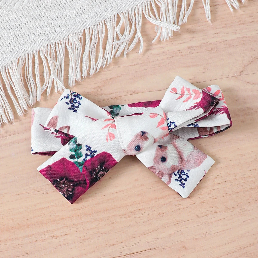 Baby girl Summer Set Solid Color Jumpsuit+Rabbit Printed Shoulder Strap skirt+Headband Set for 0-18 Months Cute Female Babies