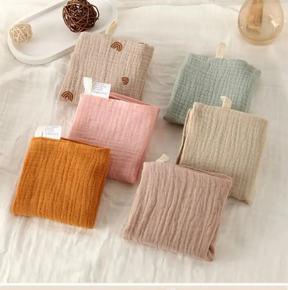 3/5Pcs 6-Layer Pure Cotton Baby Cotton Washcloth Soft Gauze Cotton Newborn Burp Cloth Absorbent Baby Towels Square Towels