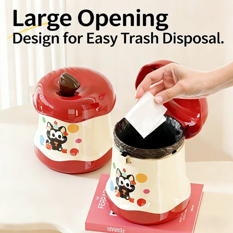 Desktop Trash Can Mini Cute Garbage Basket Household Garbage Bins with Lid Storage Bin Storage Box for Office Bedroom Dormitory