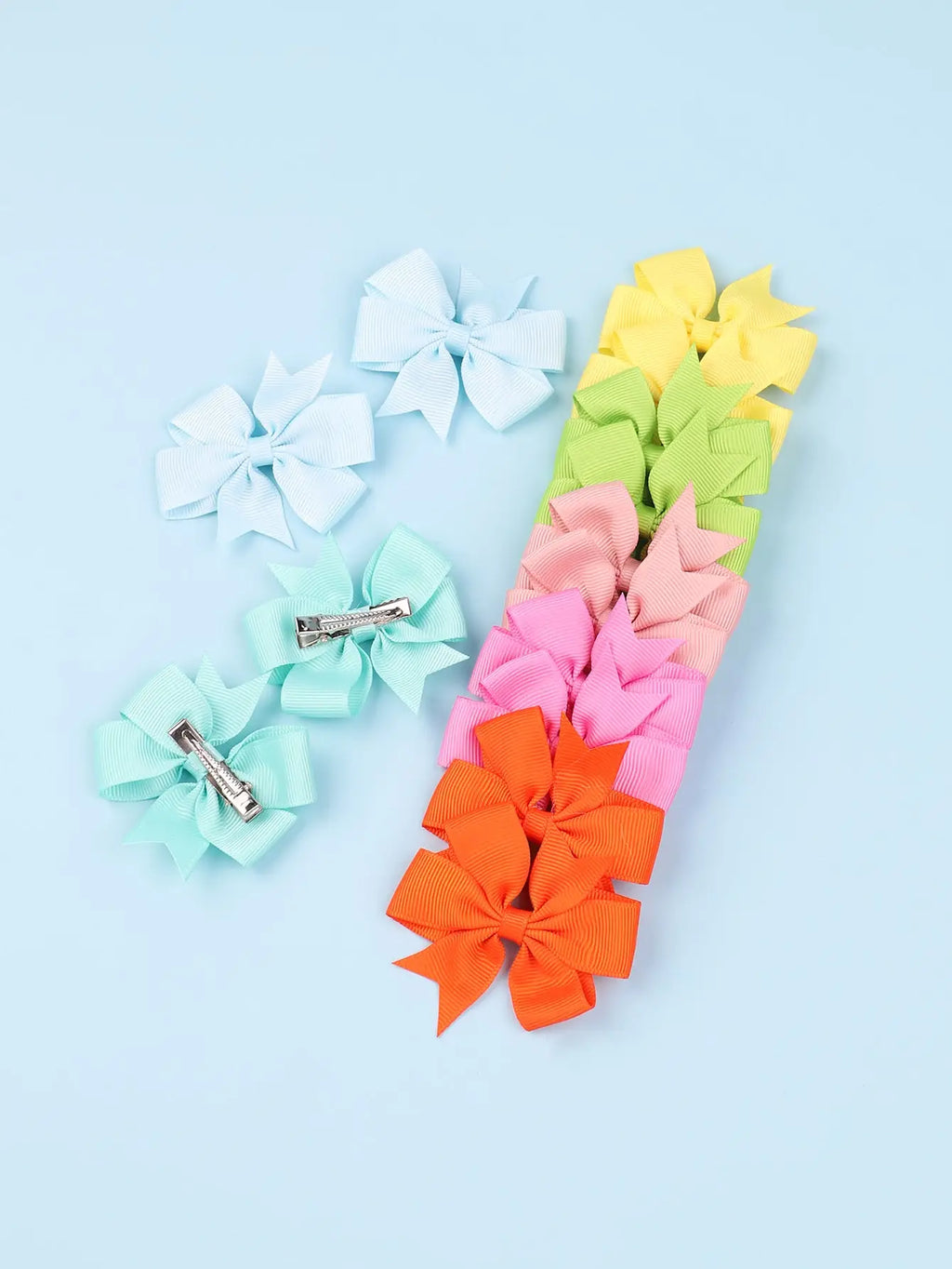 20Pcs Sunflower Ribbon Hair Clips 2.36 Inch Bangs Hair Clip Cheer up Bowknot Kids Girls Headdress Vibrant Color Mixed Bulk