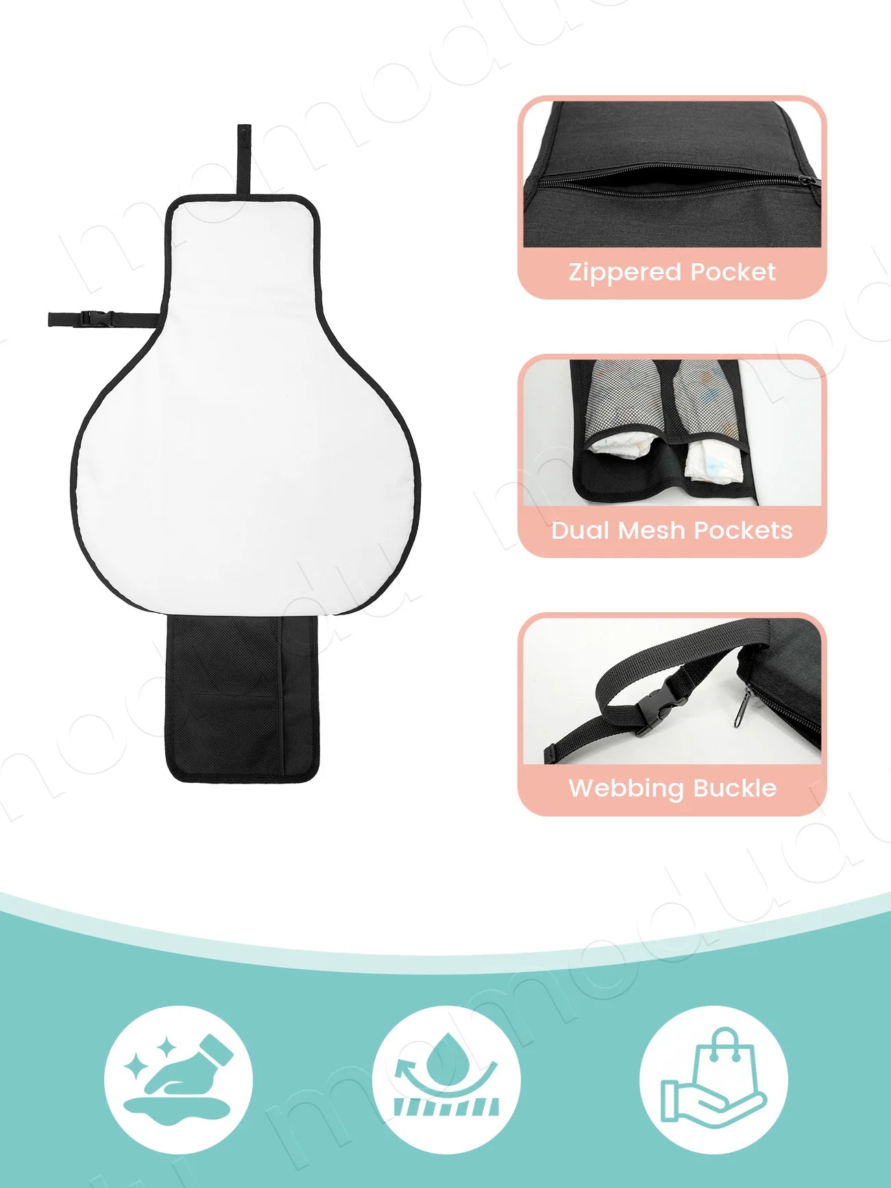 Portable Diaper Changing Pad Portable Baby Changing Pad with Pockets Waterproof Travel Diaper Changing Station Kit Baby Gifts