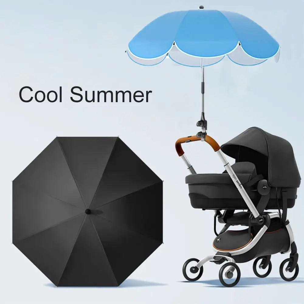360° Baby Stroller Folding Umbrella UV Sun Rain Protection Sunshade Baby Pram Parasol Adjustable Outdoor Pushchair Canopy