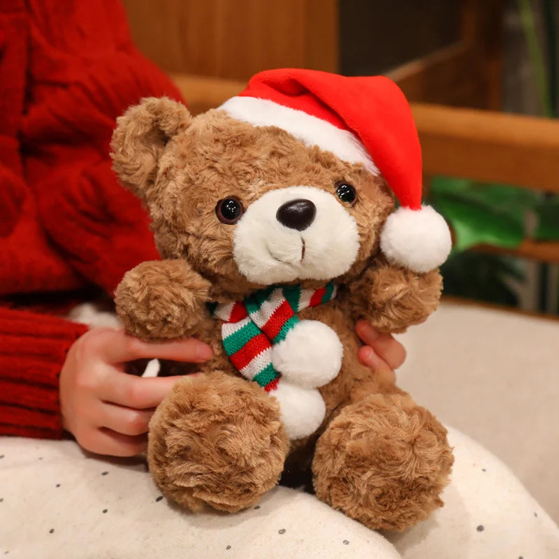Lovely Cartoon Christmas Scarf Bear Penguin Soft Stuffed Elk Teddy Bear Doll Plush Toy Decoration Girl Boy Kids Christmas Gift