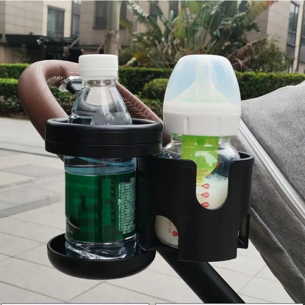 Anti-slip 2 in 1 Baby Stroller Cup Holder Easy To Install Adjustable Kids Cup Stand Black Non-slip