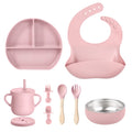6PCS Baby Feeding Set Kids Silicone Plate Bowl Straw Cup Customized Children's Tableware Baby Supplies Newborn Gift