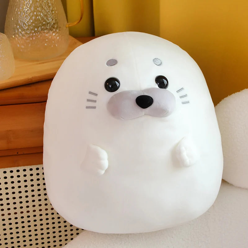 New Adorbale Furry Plush Seal Plush Toy Stuffed Down Cotton Fat Round Animal Sea Lion Doll Sleep Pillow Cushion Kawaii Gifts