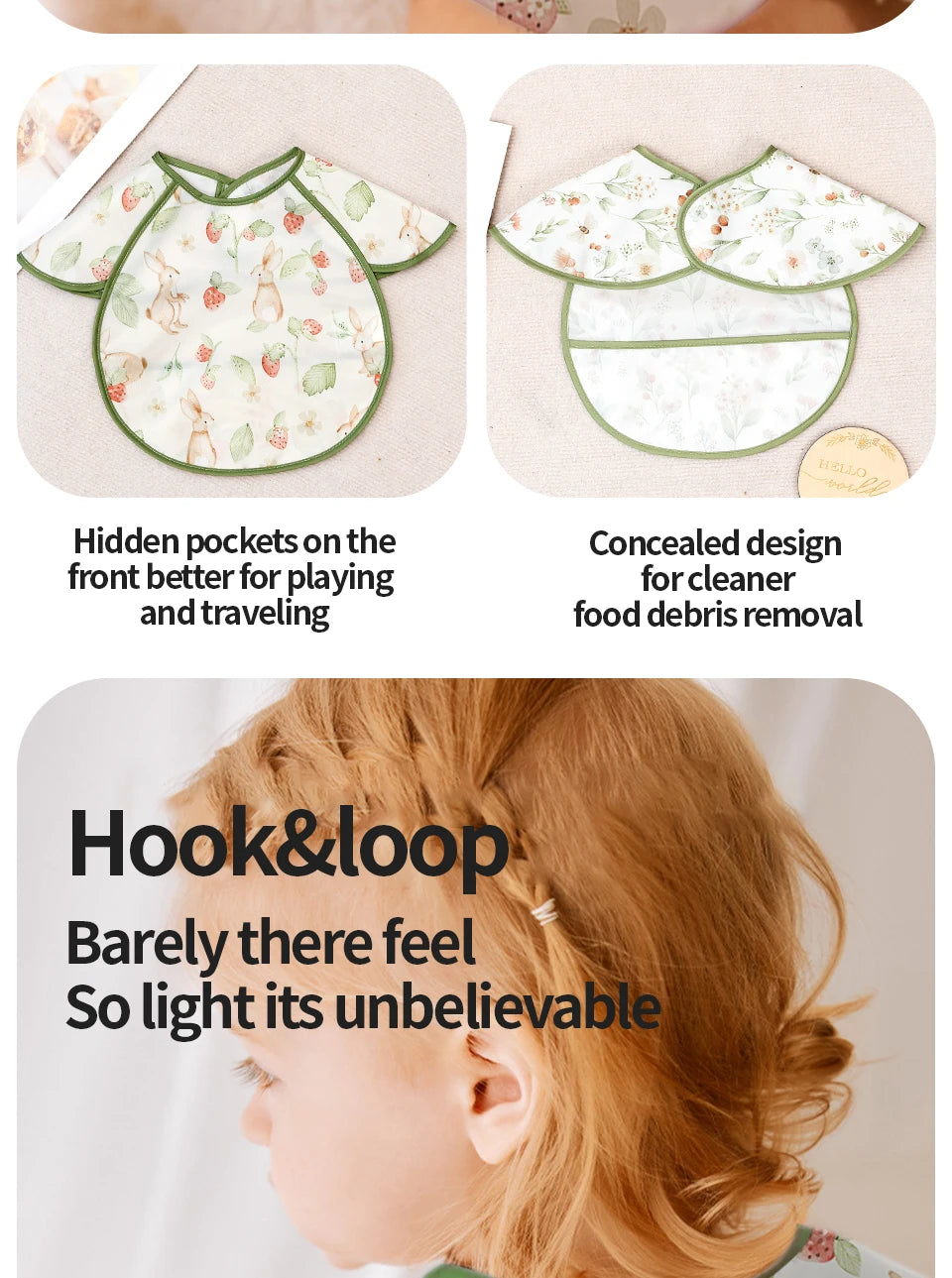 Elinfant New Fashion Pattern Waterproof Pocket Lunch Feeding Bibs Reusable Baby Bibs Cute Children Baby Apron Kids Burp Cloths