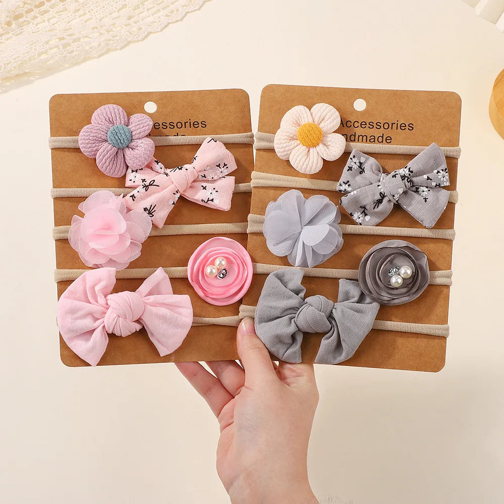 5Pcs/Set Cute Bowknot Hairbands Baby Headband Girls Newborn Flower Boutique Headdress Handmade Hair Accessories