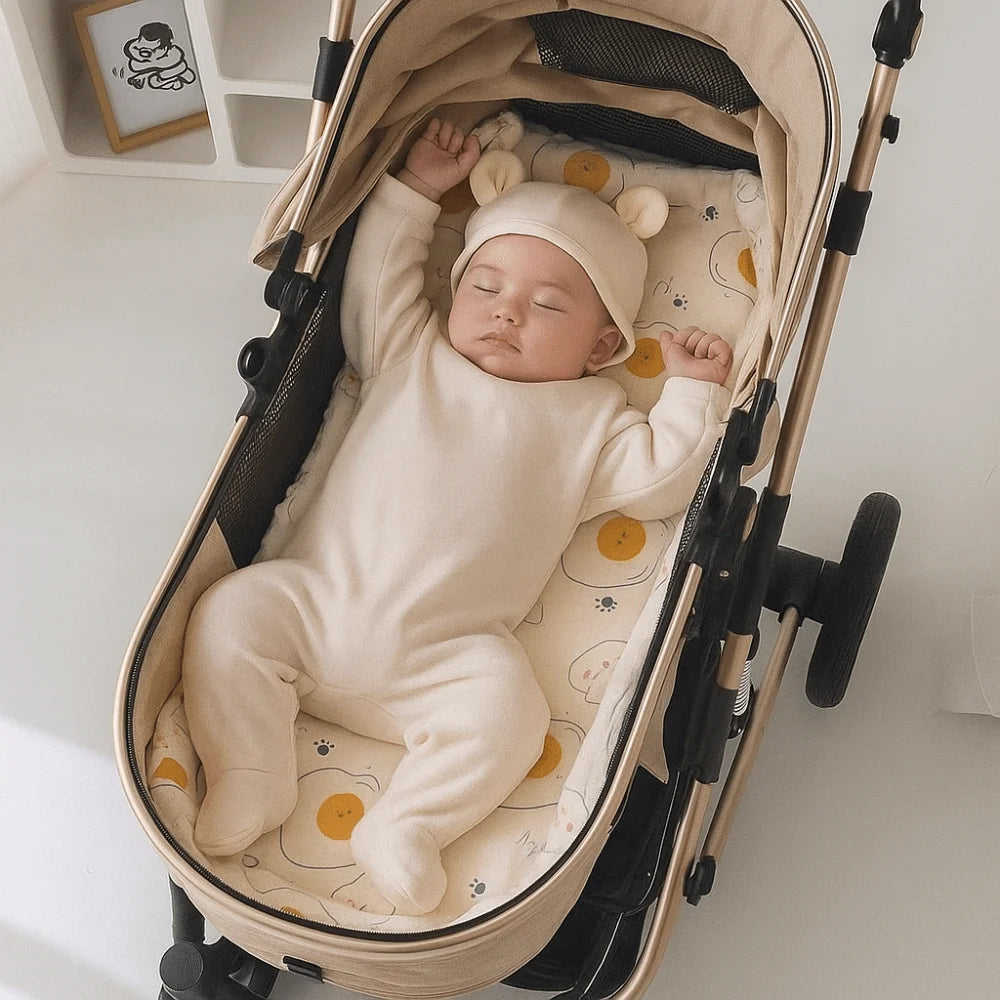Soft Baby Stroller Cushion Comfortable Breathable Baby Pram Seat Mat Car Seat Cartoon Printed Dining Chair Cotton Pad