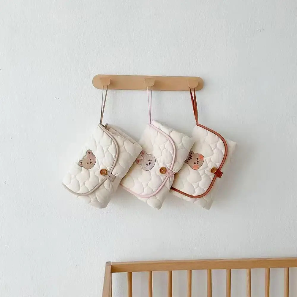 Korean ins baby portable urine pad bag multi-functional cute embroidery diaper changing diaper pad diaper changing pad