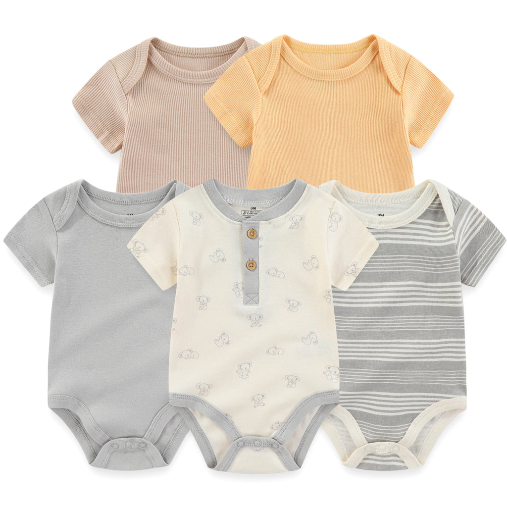 5-Pack Cartoon Cute Baby Boys Girls Bodysuits 0-12 Months Newborn Unisex Onesies Sleeveless/Short Sleeve Infant Clothes