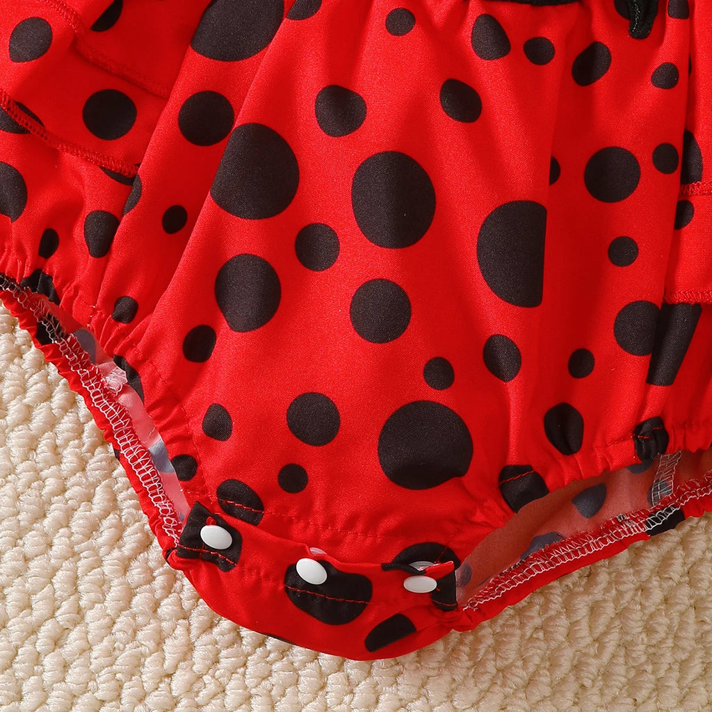 Newborn Baby girl Bodysuit Laceseven star Ladybug Bodysuit+Headband 2-piece set for 0-18 Month old Female Baby Summer Bodysuit