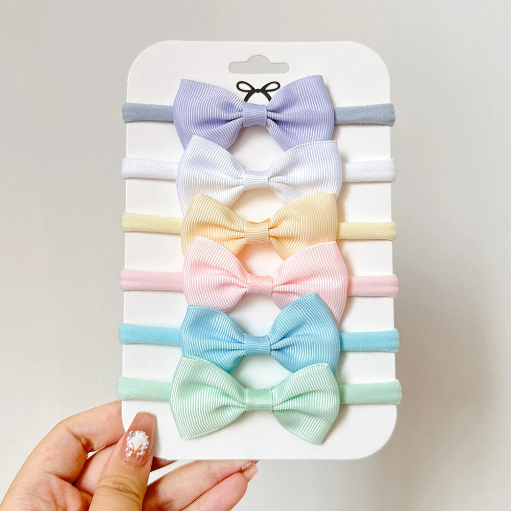 6Pcs Set Classic Ribbon Hair Bows For Baby And Toddler With Elastic Headbands Non Slip Fit
