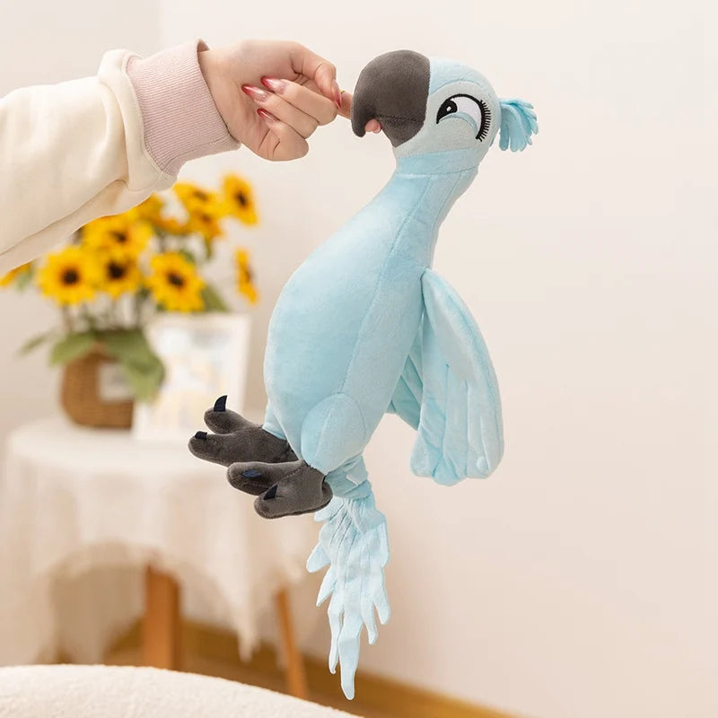 2026 High Quality 1pc 35cm Cartoon Blue Parrot Plush Toy Blu & Jewel Bird Doll Soft Stuffed Animal Cute Christmas Gift For Kids