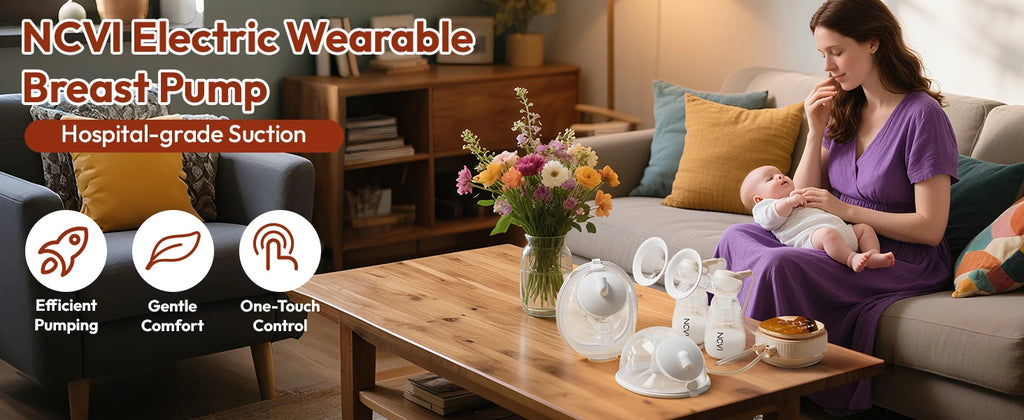 NCVI Electric Breast Pump With Wearable Cups.VibeMassage Technology,Adjustable Hospital Grade Strong Suction,Ultra Portable