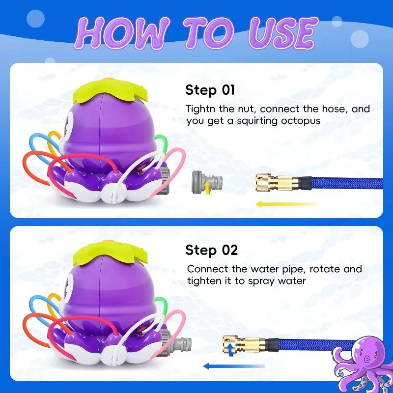 Summer Outdoor Water Sprinkler Octopus Toy Water Play Toy Colorful Water Pipe Rotating Spray Head Garden Lawn Sprinkler Tools