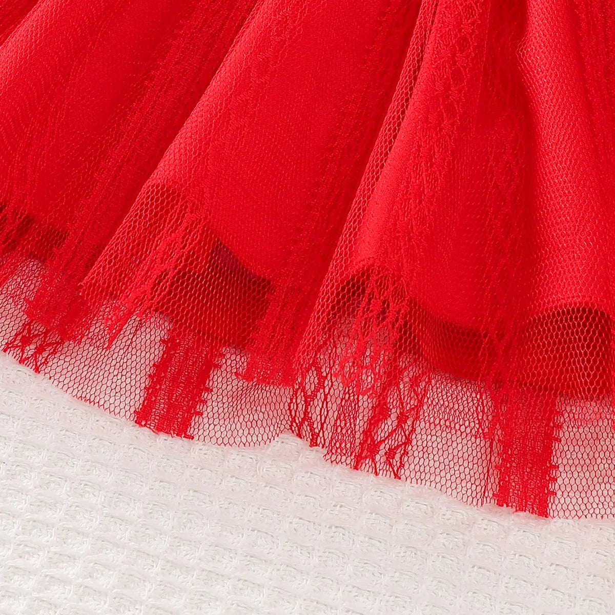 Baby girl Valentine's Day Dress Ruffled Chiffon Fashionable Dress+Bow 2Pcs for Baby girl 0-24 Months in Spring and Autumn Dress
