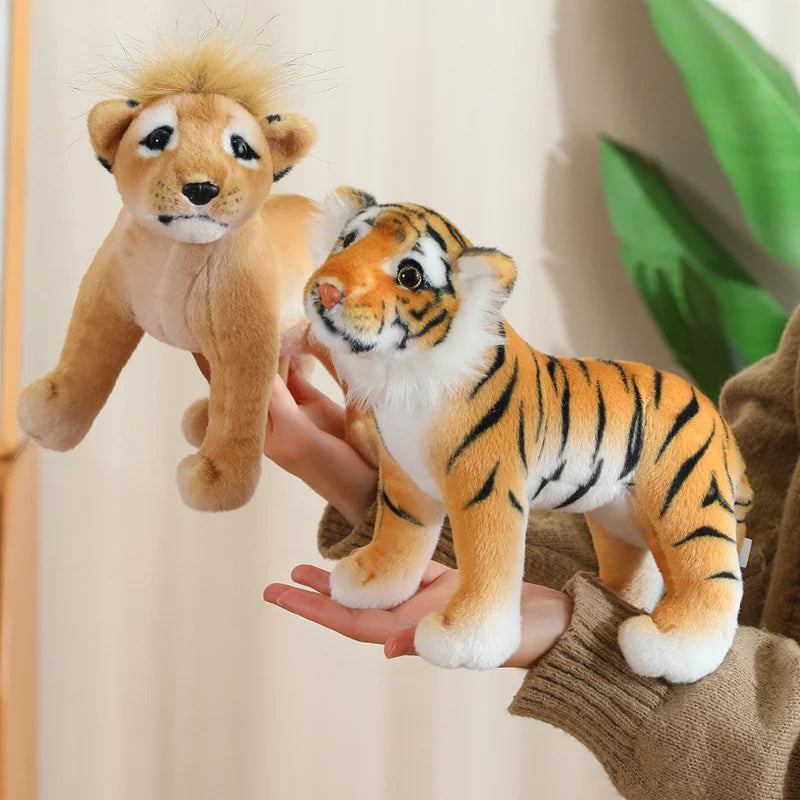 New Simulation Lion Tiger Leopard Plush Toys Home Decor Stuffed Cute Animals Dolls Gift For Children Birthday Christmas
