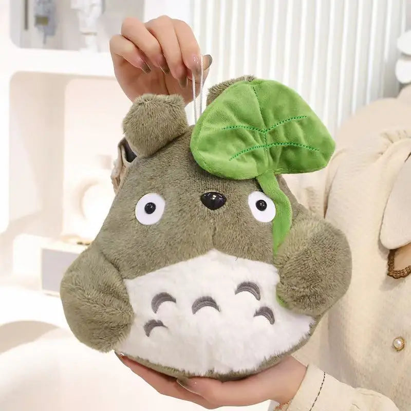 Hot Cartoon Totoro Hold Lotus Leaf Plush Toy Kawaii Japanese Style Figure Doll Stuffed Chinchilla Plushies Birthday Gifts Girl