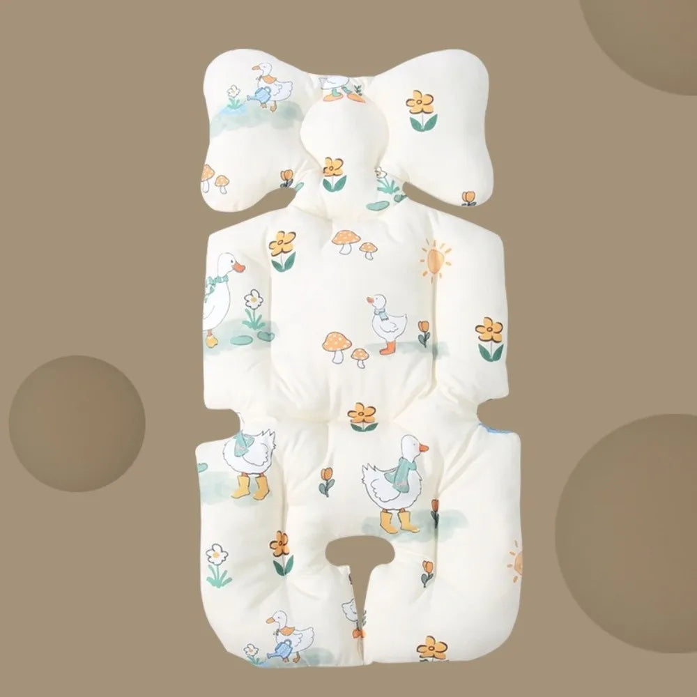 Essential Cotton Stroller Seat Cushion Soft Cartoon Pattern High Chair Liner Pad Comfortable Warm Stroller Accessories Going Out
