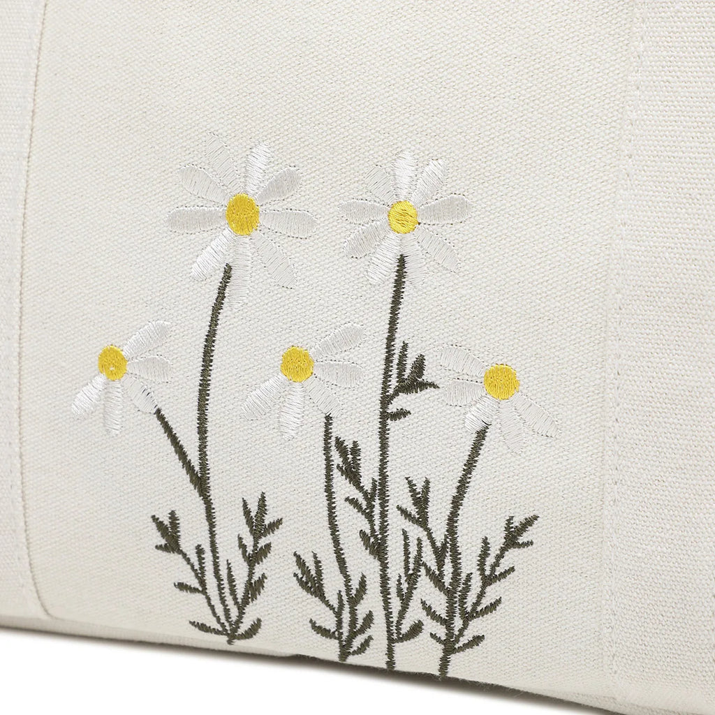 Flowers Embroidery Mommy Bag Multi-pocket Canvas Diaper Bag for Mom Large Capacity Nappy Organizer Baby Items Women Tote Bag