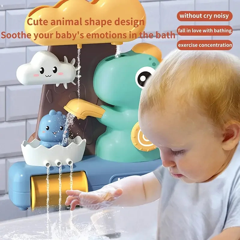 Baby Bath Toys Spray Toy for Kids Cartoon Dinosaur Suction Cup Dinosaur Bath Toys for Toddlers Animal Sprinkler Waterwheel Water
