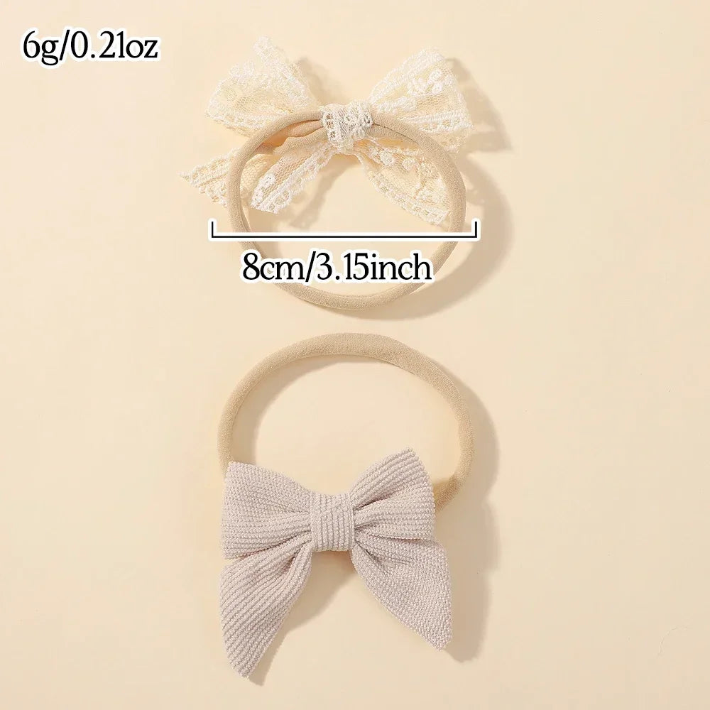 5Pcs Baby Flower Lace Bow Headband Elastic Nylon Newborn Head Band for Girl Infant Toddler Soft Hair Accessories Set