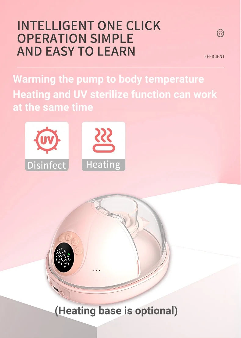 Upgrade Electric Breast Pump Handsfree With UV Sterilize & Heating Base BPAFree Silent Invisible Portable Double Breastmilk Pump
