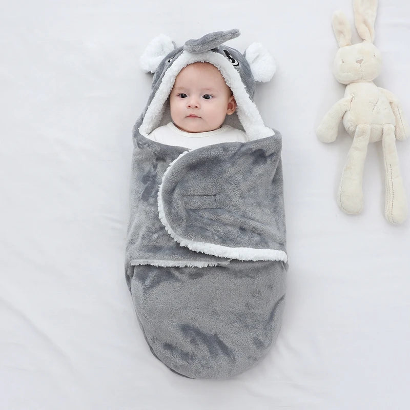 Baby Sleeping Bags Autumn and Winter Soft Newborn Baby Wrap Blankets Cartoon Cocoon for babies Flannel Warm Baby Sleepsack 0-9M