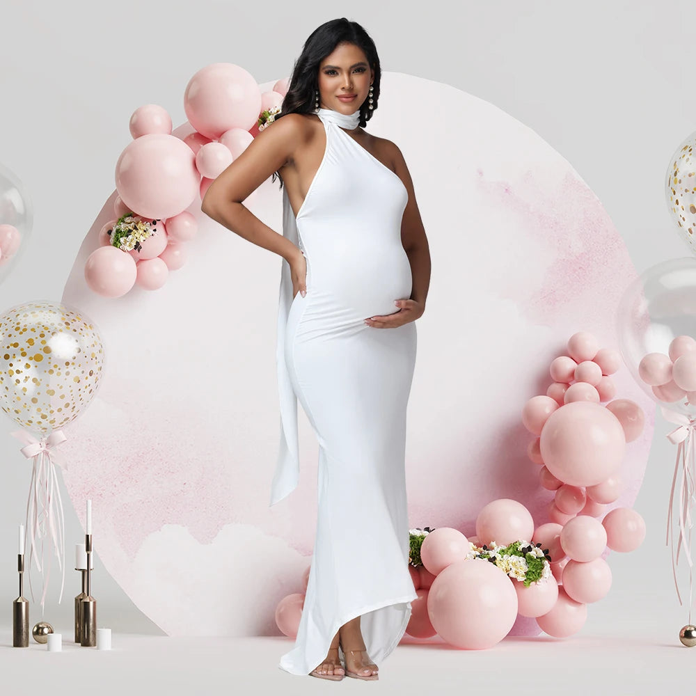 Maternity Backless Sexy Bodycon Sleeveless Long Dress Formal Pregnant Women Gown for Photoshoot Baby Shower