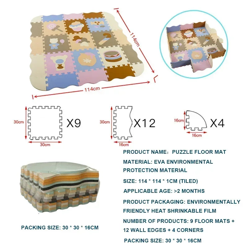 Eva Foam Baby Play Mat 25-Piece Set 30x30cm Puzzle Floor Mat Educational Toy For Nursery