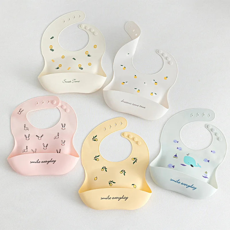 Maternal and Infant Products Baby Bib Waterproof Children's Silicone Bib, Baby Saliva Rice Pocket Leave-in Summer