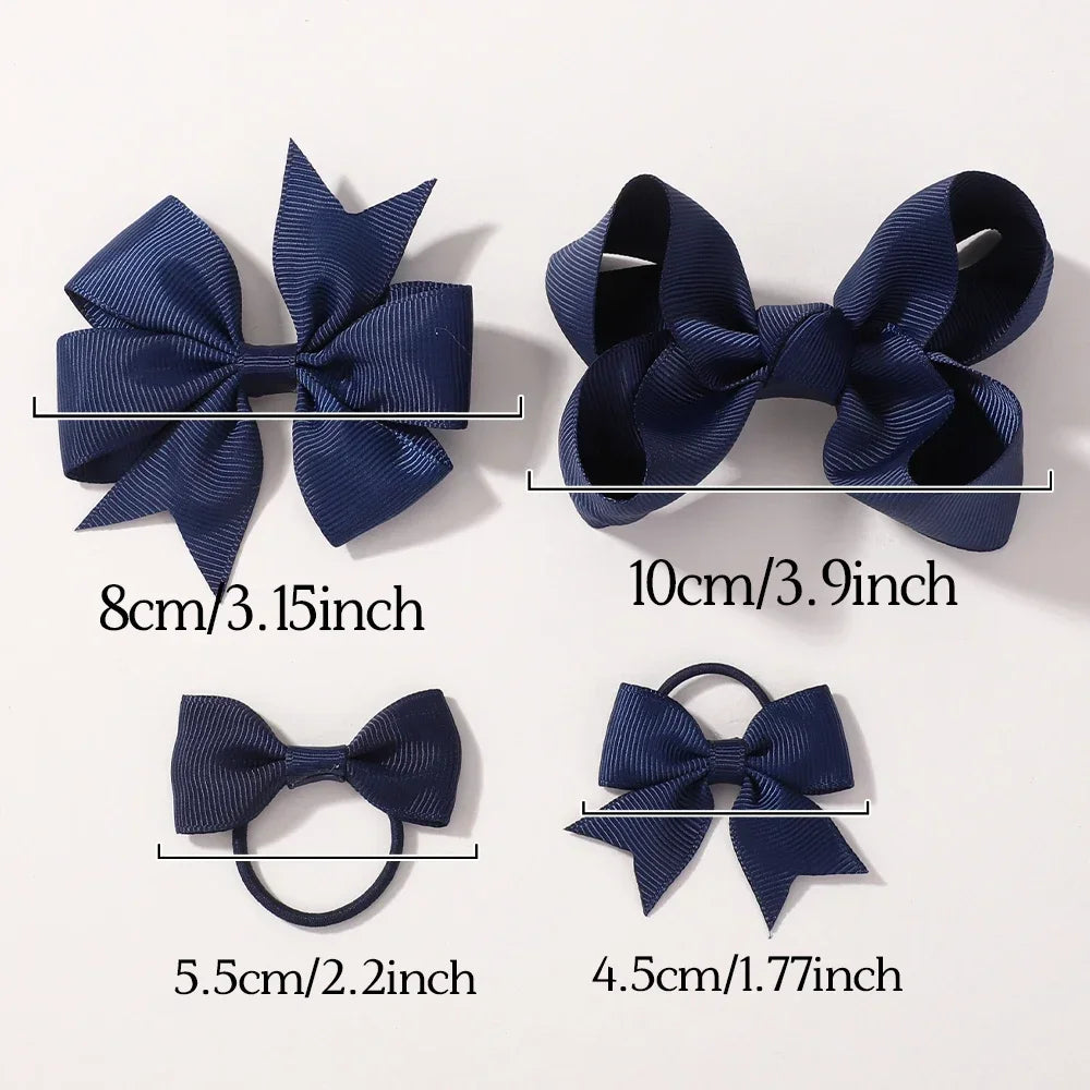 9Pcs Girls Hair Accessories Set Ribbon Bows Bowknot Hairbands Headband Lovely Cheer Hairwear for Kids Boutique Children