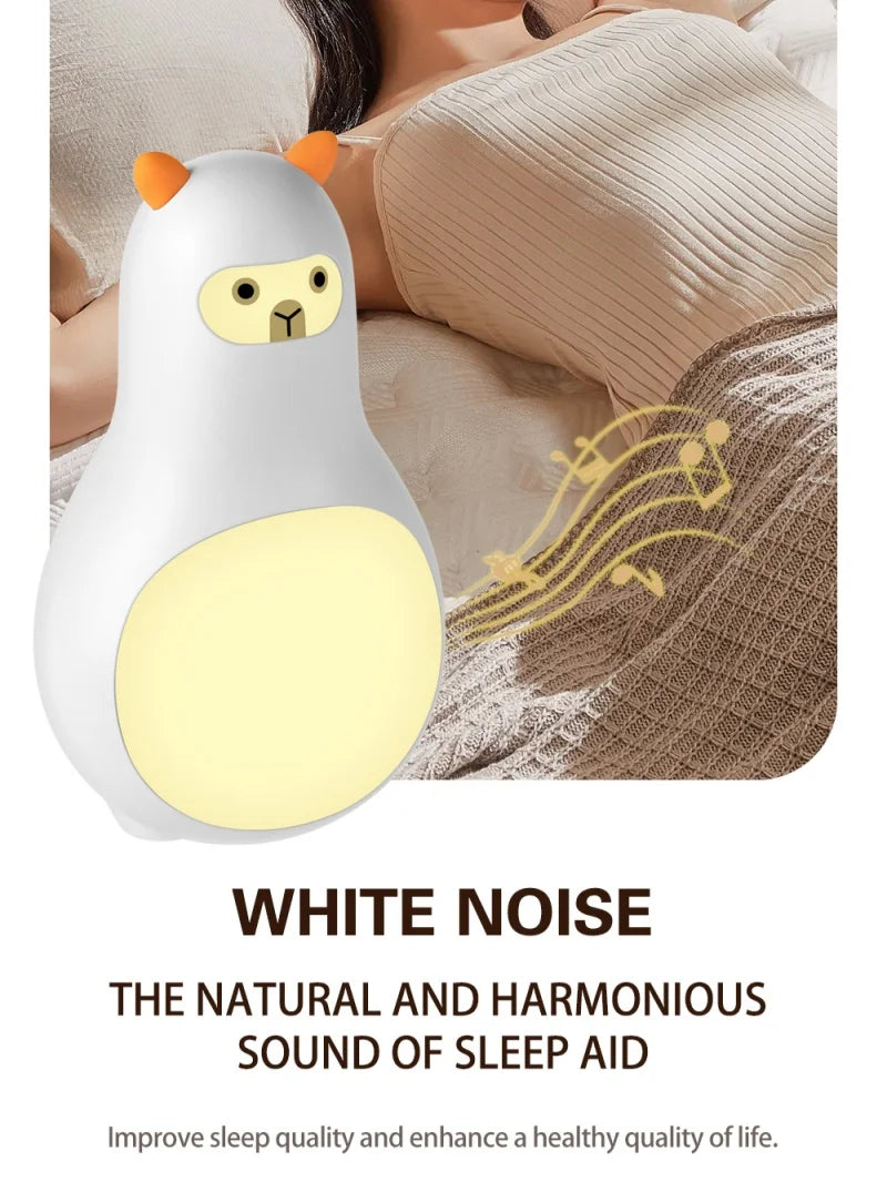 White Noise Machine M9 Portable Sleep Aid with Night Light and 24 Types of Music Cute Appearance Intelligent Sleep Monitor