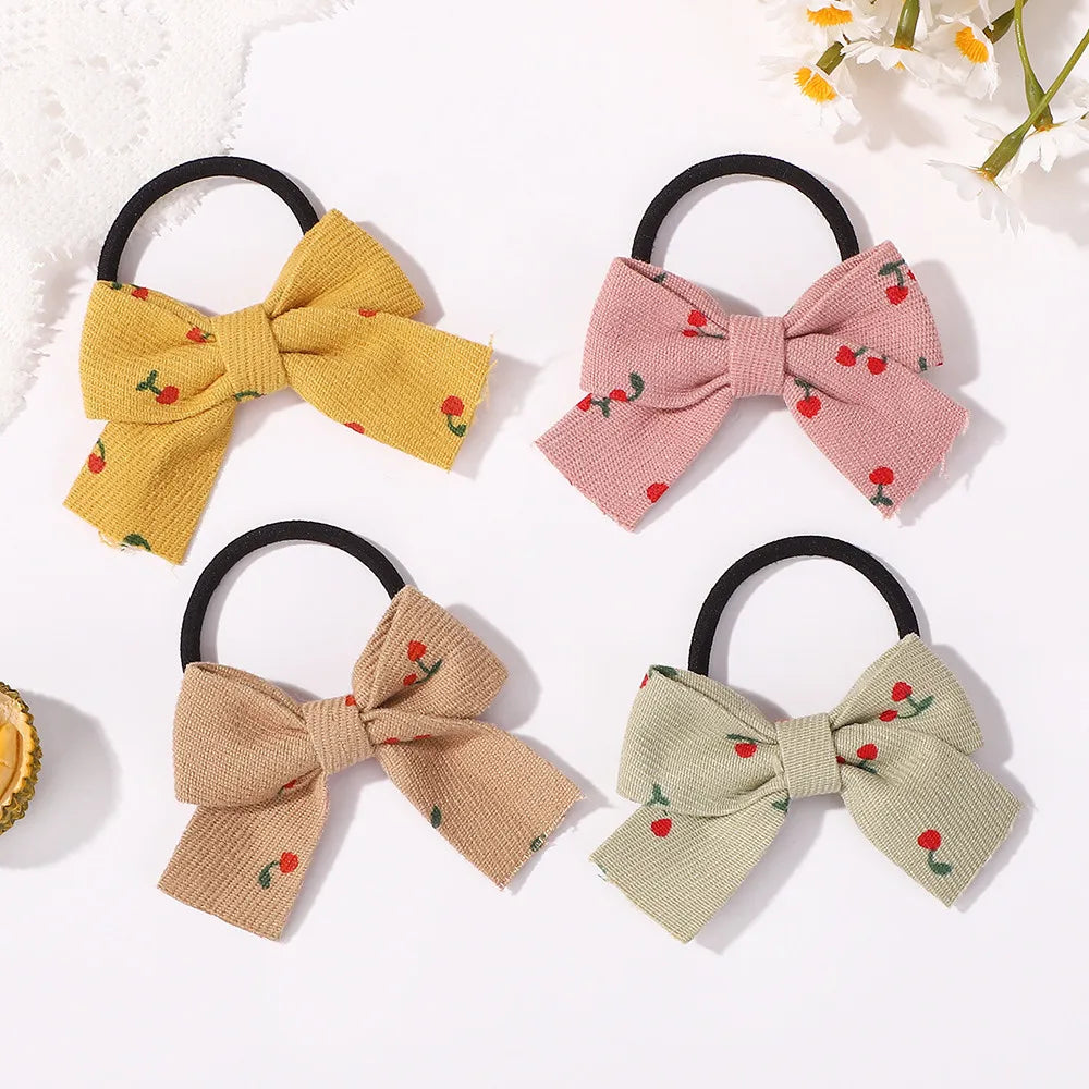 Random Color 10PCS Flower Ribbon Bowknot Hair Rubber Bands for Girls Handmade Cute Bow Hair Ties Headwear Kids Hair Accessories